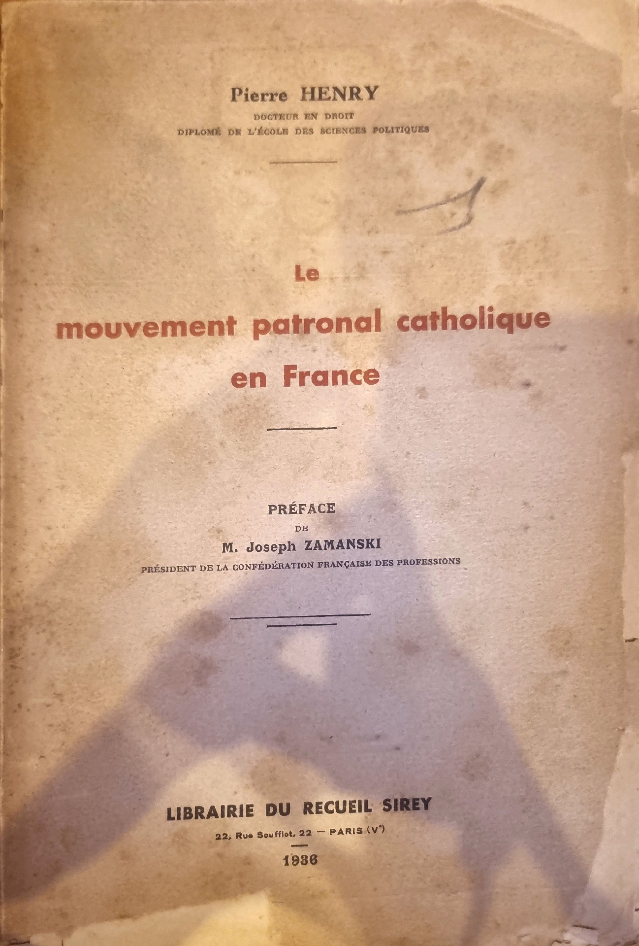 Le mouvement patronal catholique en France