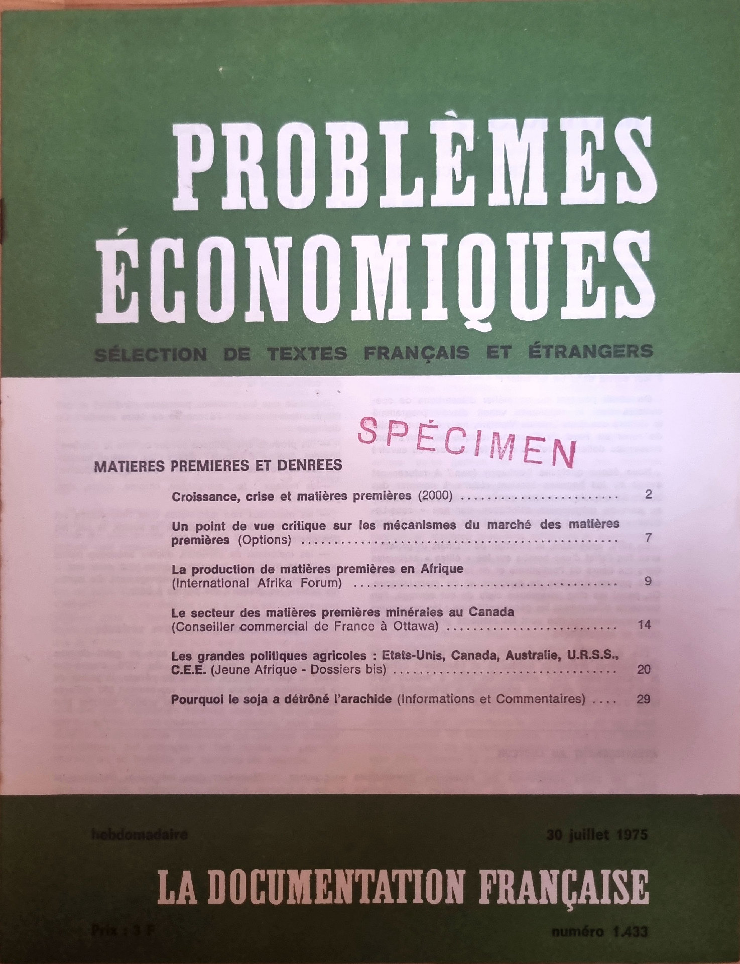 Problèmes Économiques