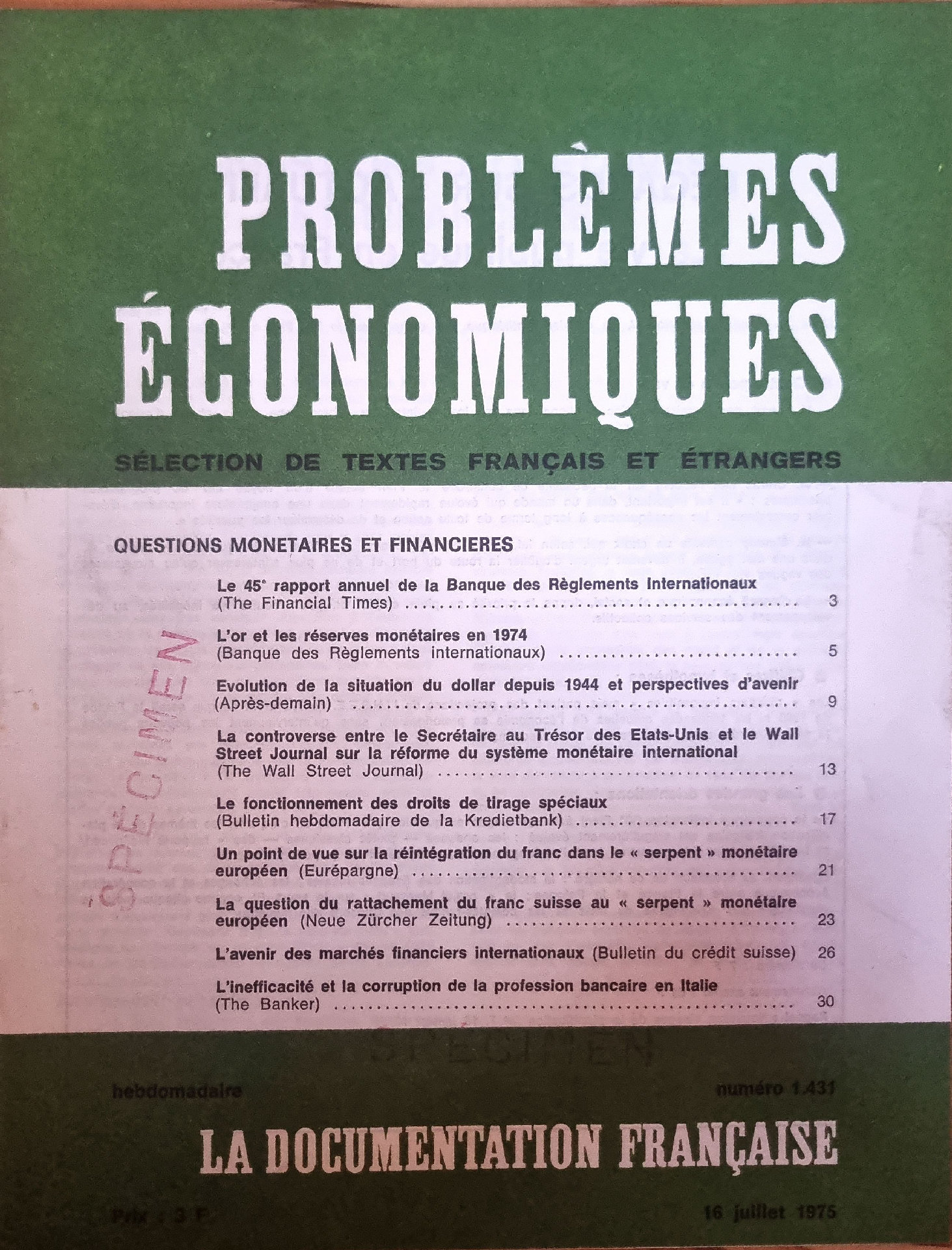 Problèmes Économiques