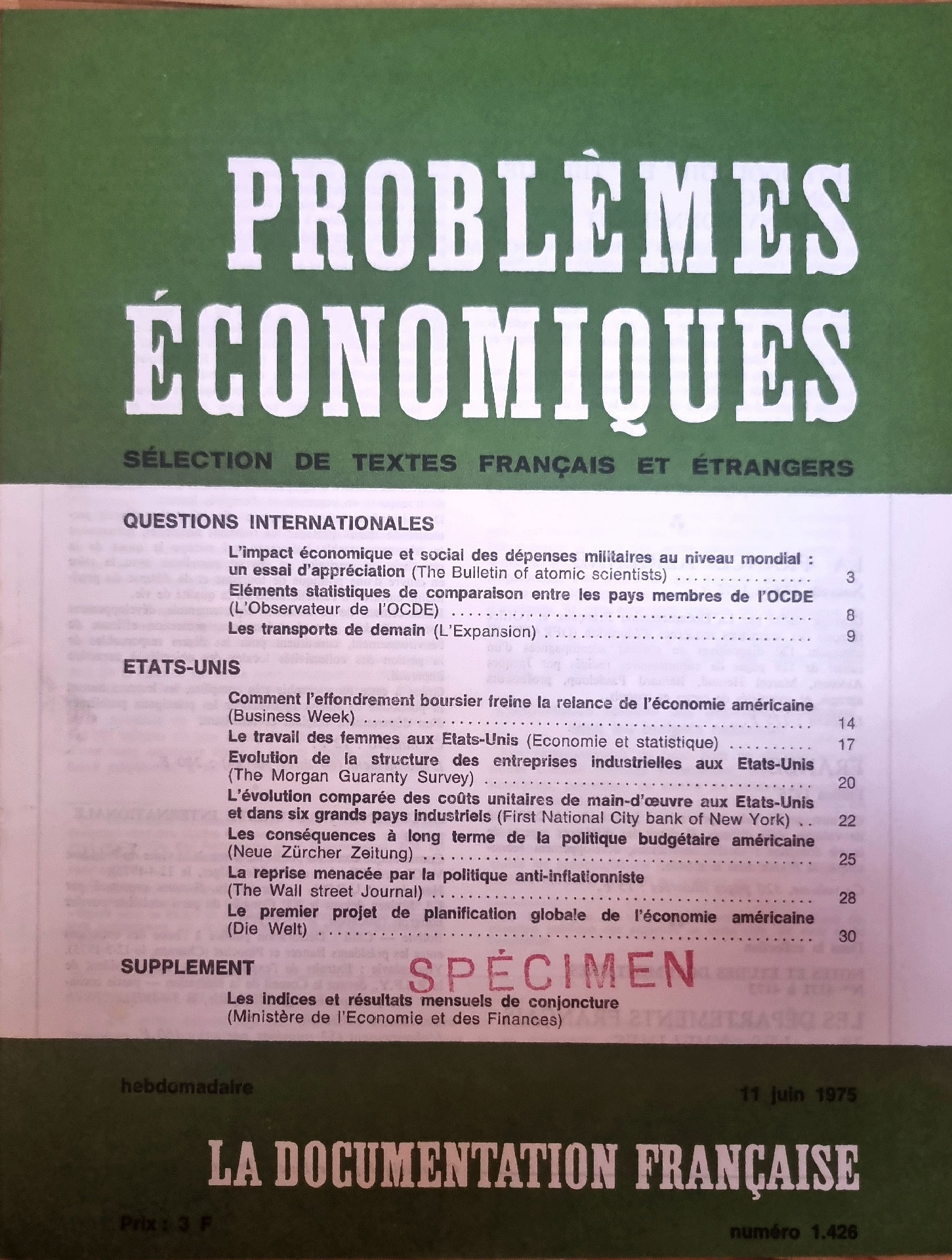 Problèmes Économiques