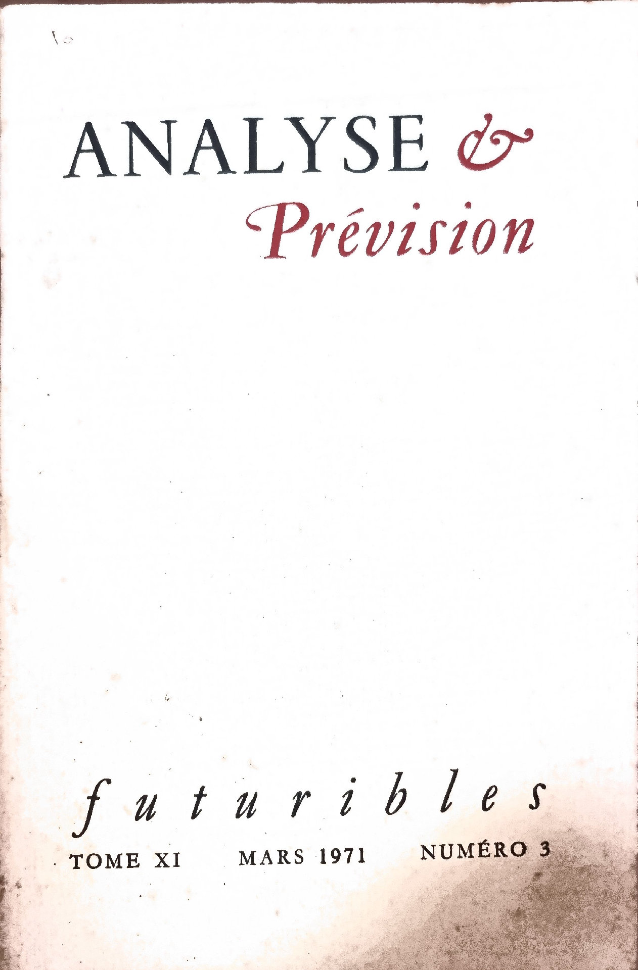 Analyse & Prévision – Futuribles