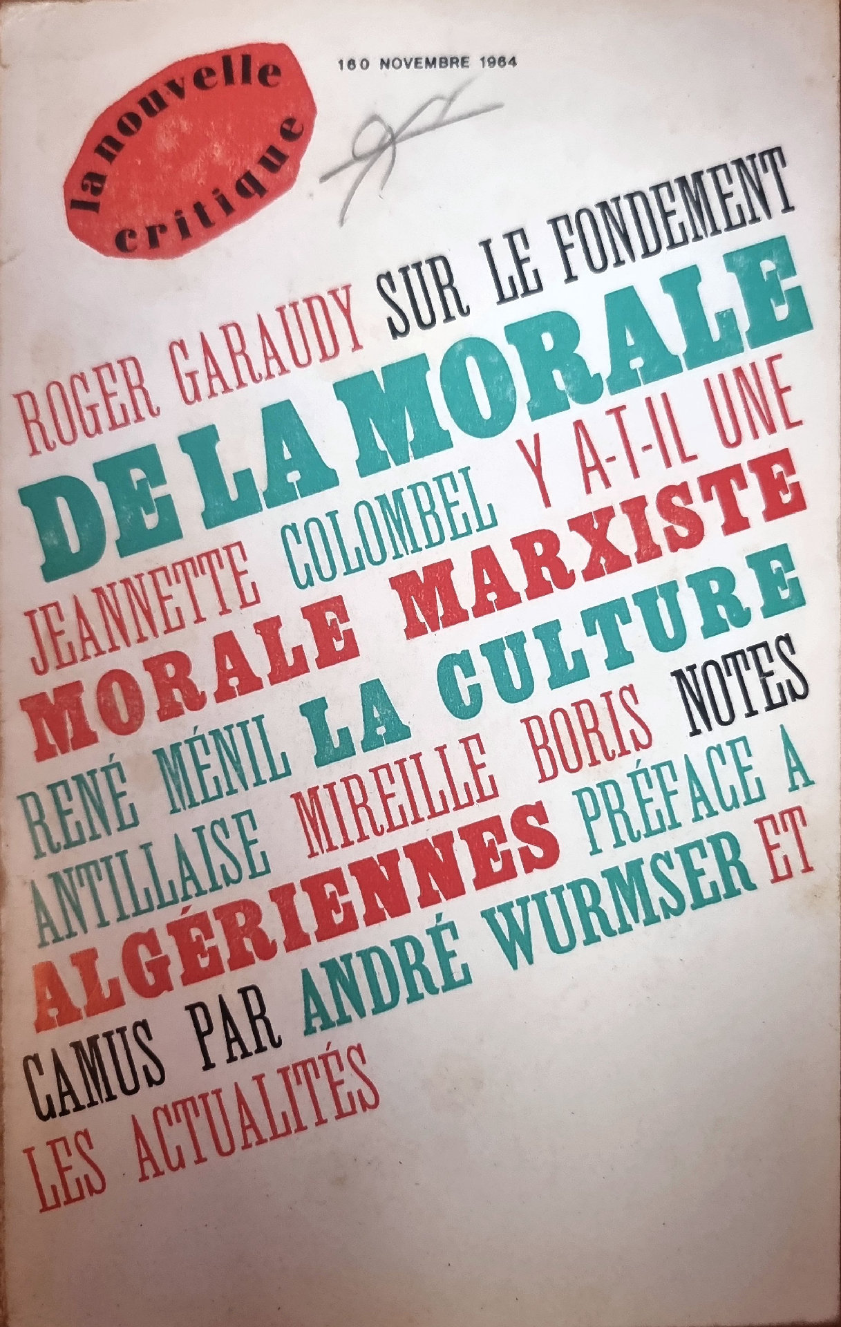 La Nouvelle Critique – Numéro 160 : Roger Garaudy sur le fondement de la morale